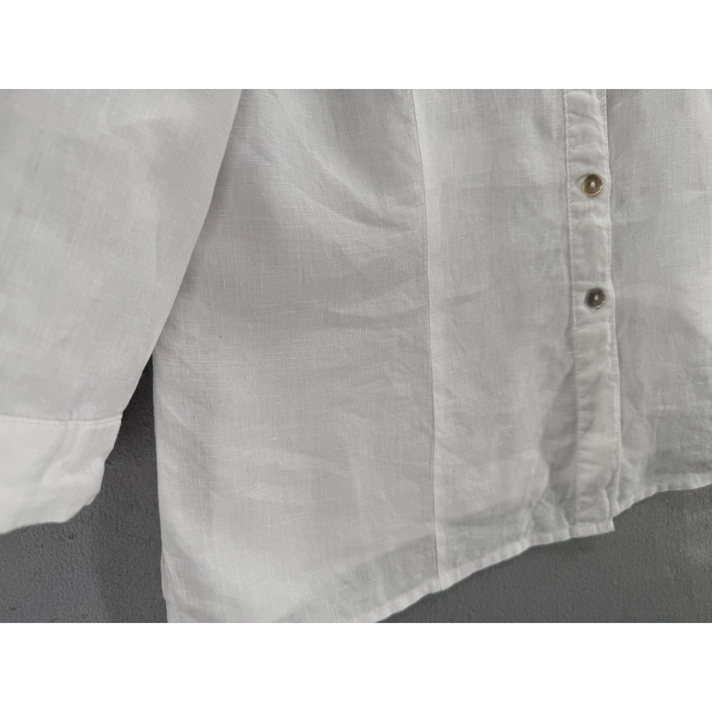 St. Tropez West Shirt Womens L 100% Linen Lagenlook Coastal Minimalist Blouse - Picture 2 of 13